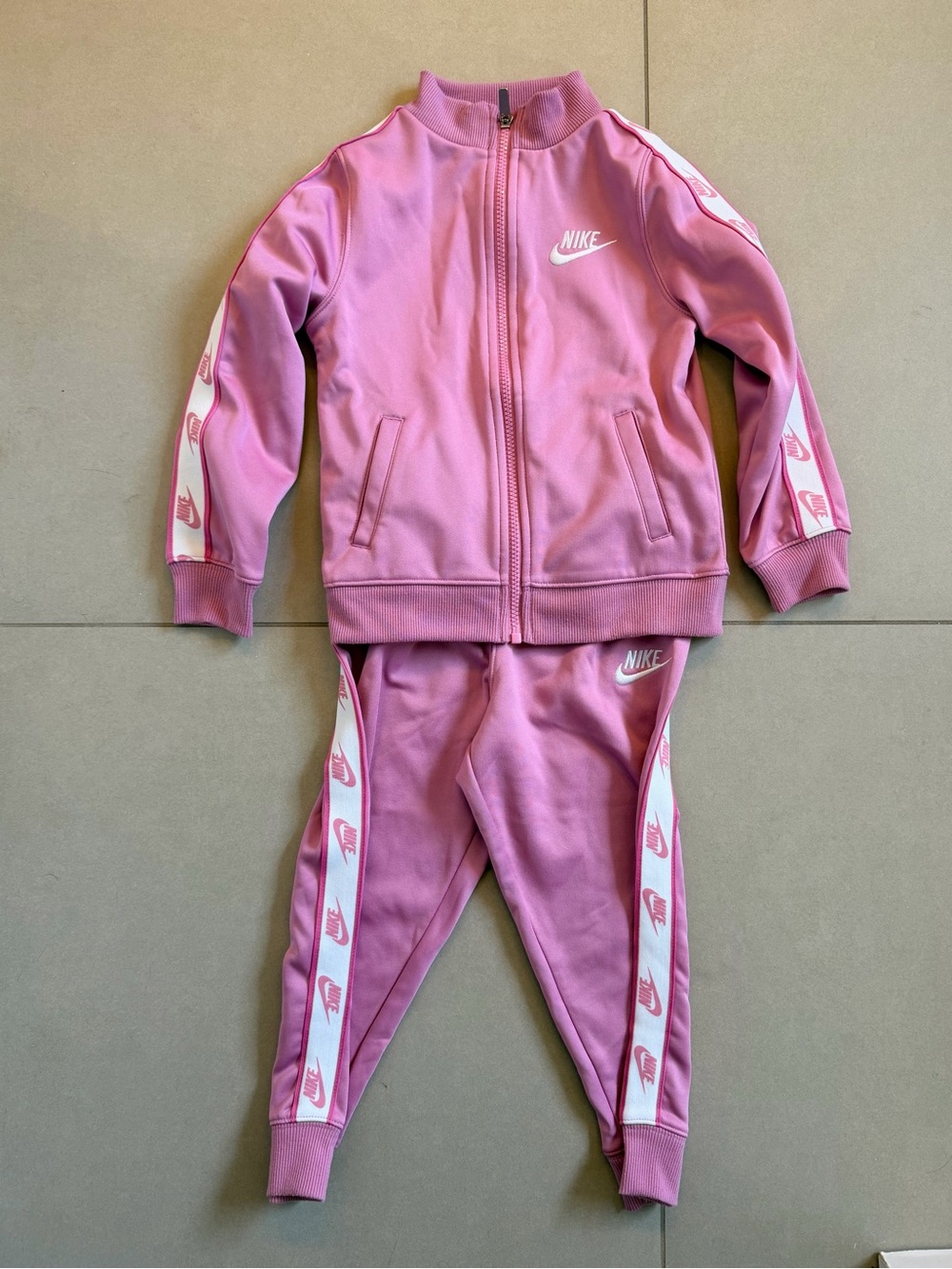 Nike Kids Pink Track Jacket & Joggers Set with White Logo Trim